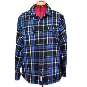 XL Frank & Oak Plaid Utility Shacket in Blue and Black Thick 100% Cotton Twill